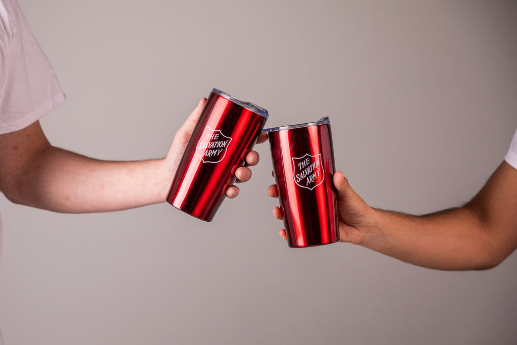 Red Vacuum Travel Tumbler with Shield