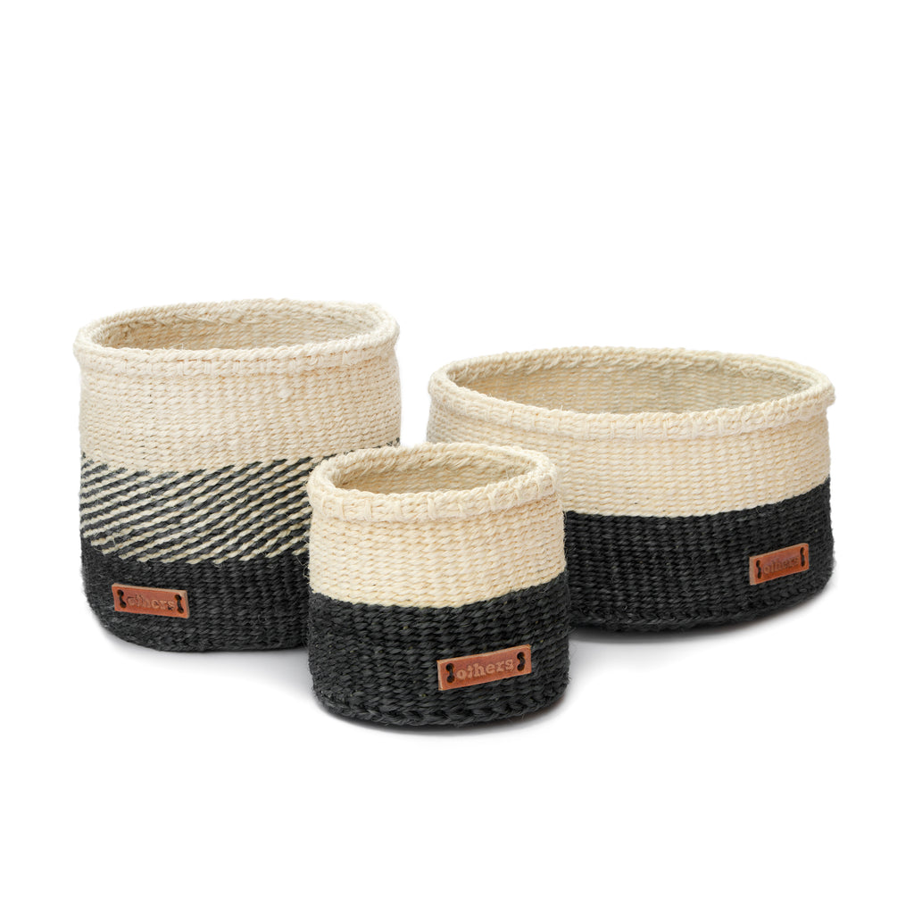 Others Medium Sisal Basket Natural/Black