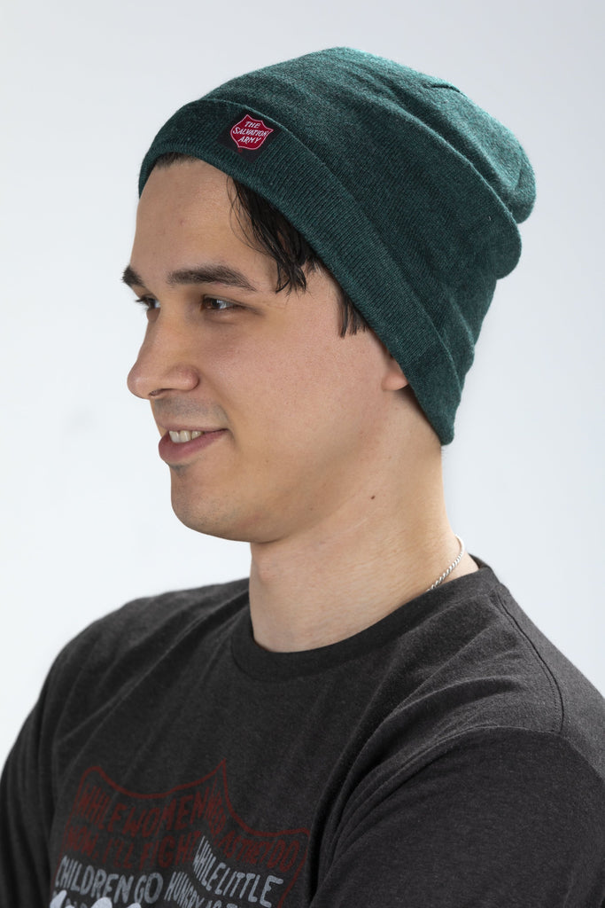 Slouch Beanie Green with Shield