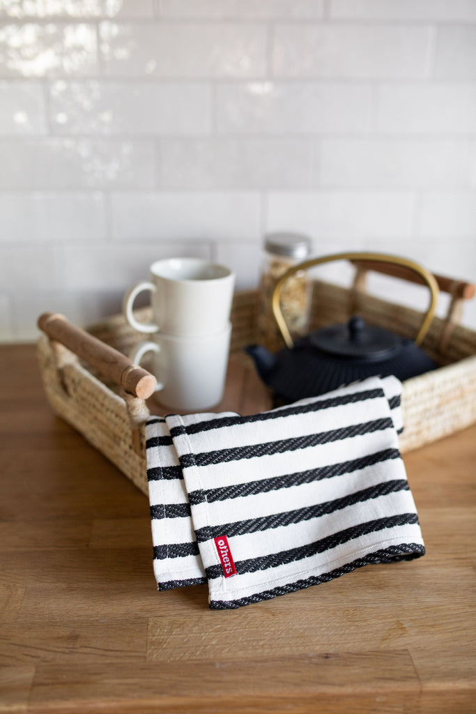 Others Striped Tea Towels Black White